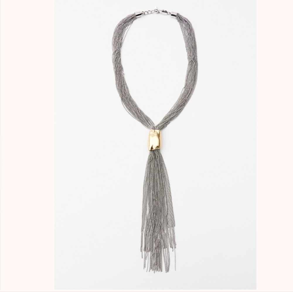 METALLIC PIECE FRINGE NECKLACE SIZE M - Picture 5 of 5